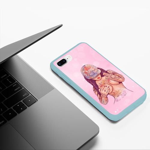 Чехол для iPhone 7Plus/8 Plus матовый Sexy tattoo girl, цвет мятный - фото 5