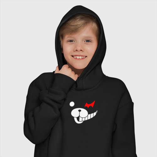 Детское худи Oversize хлопок Monokuma белые части лица, цвет черный - фото 12