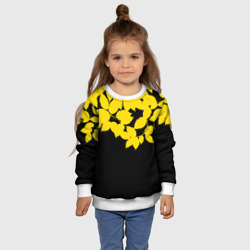 Свитшот с принтом Желтые Листья - Минимализм для ребенка, вид на модели спереди №4. Цвет основы: белый