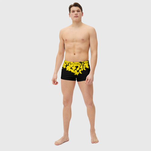 Мужские купальные плавки 3D Желтые Листья - Минимализм, цвет 3D печать - фото 5