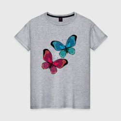 Женская футболка хлопок Две бабочки