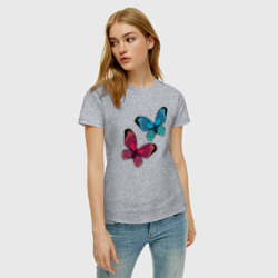 Женская футболка хлопок Две бабочки - фото 2
