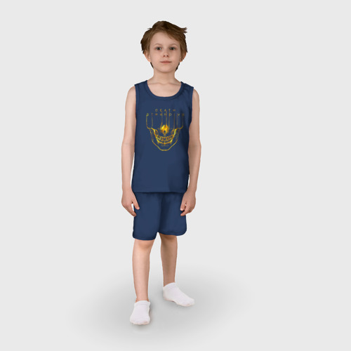 Детская пижама с шортами хлопок Death Stranding DS золотой череп, цвет темно-синий - фото 3