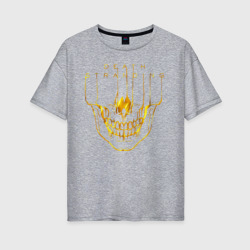 Женская футболка хлопок Oversize Death Stranding DS золотой череп