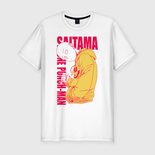 Мужская приталенная футболка из хлопка с принтом Saitama, вид спереди №1