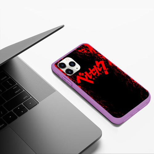 Чехол для iPhone 11 Pro Max матовый Berserk logo red, цвет фиолетовый - фото 5