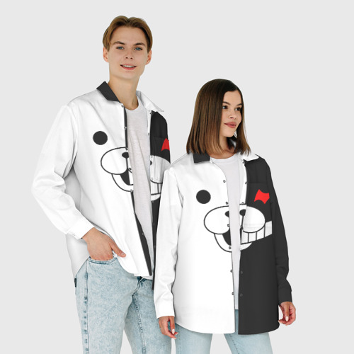 Женская рубашка oversize 3D Monokuma капюшон Монокума, цвет белый - фото 6