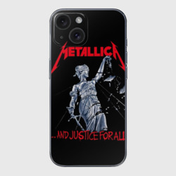 Чехол для iPhone 15 силиконовый с защитой камеры Metallica Металлика Металика