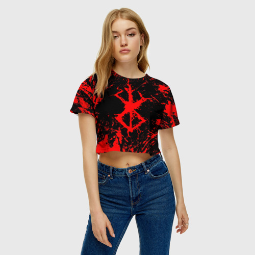 Женская футболка Crop-top 3D Berserk logo elements, цвет 3D печать - фото 4