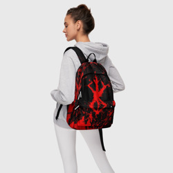 Рюкзак с принтом Berserk logo elements для любого человека, вид спереди №4. Цвет основы: белый