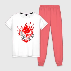 Женская пижама с белой футболкой хлопок Samurai