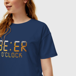 Женская футболка хлопок Oversize Время пить пиво - фото 2