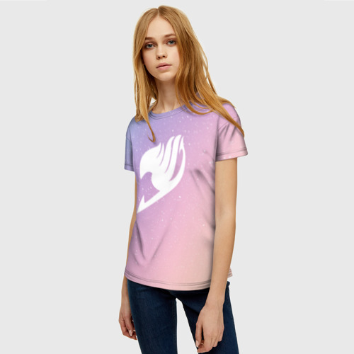 Женская футболка 3D Фейри Тейл радужный фон, цвет 3D печать - фото 3