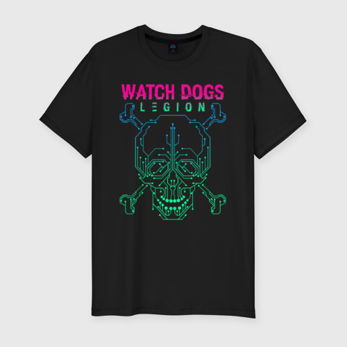 Мужская футболка хлопок Slim WATCH DOGS LEGION, цвет черный