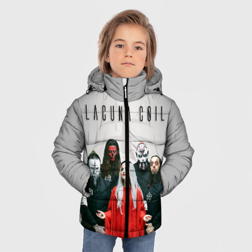 Зимняя куртка для мальчиков 3D с принтом Lacuna Coil, фото на моделе #1