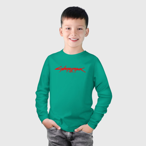 Детский лонгслив хлопок CYBERPUNK 2077, цвет зеленый - фото 3