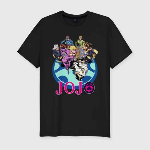 Мужская футболка хлопок Slim Герои JoJo's Bizarre Adventure
