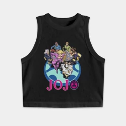 Женская укороченная майка-топ хлопок Герои JoJo's Bizarre Adventure