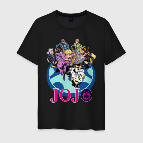 Мужская футболка хлопок с принтом Герои JoJo's Bizarre Adventure, вид спереди #2