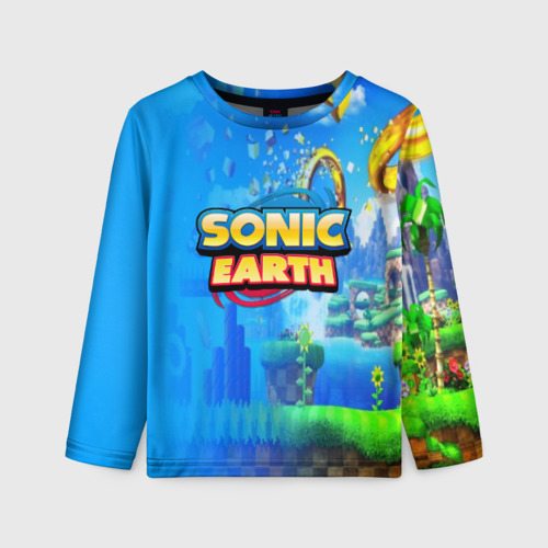 Детский лонгслив 3D Sonic earth, цвет 3D печать