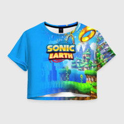 Женская футболка Crop-top 3D Sonic earth