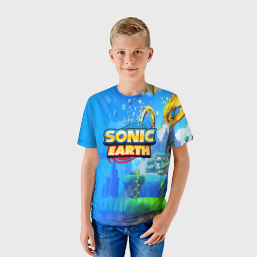 Детская футболка 3D Sonic earth, цвет 3D печать - фото 3