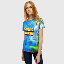 Женская футболка 3D Sonic earth - фото 2