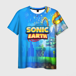 Мужская футболка 3D Sonic earth