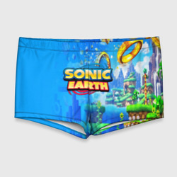 Мужские купальные плавки 3D Sonic earth