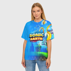 Женская футболка oversize 3D Sonic earth - фото 2