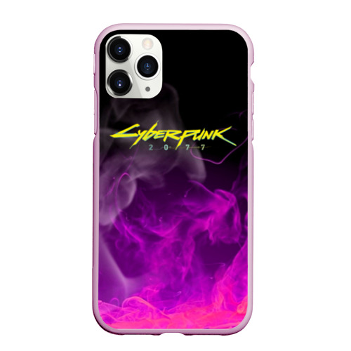 Чехол для iPhone 11 Pro Max матовый CYBERPUNK 2077, цвет розовый