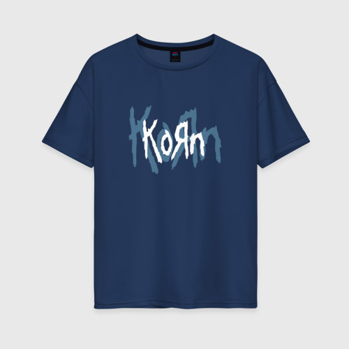 Женская футболка из хлопка оверсайз с принтом Korn, вид спереди №1