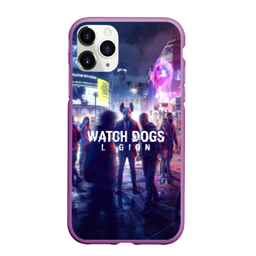 Чехол для iPhone 11 Pro Max матовый Watch dogs legion легион, цвет фиолетовый