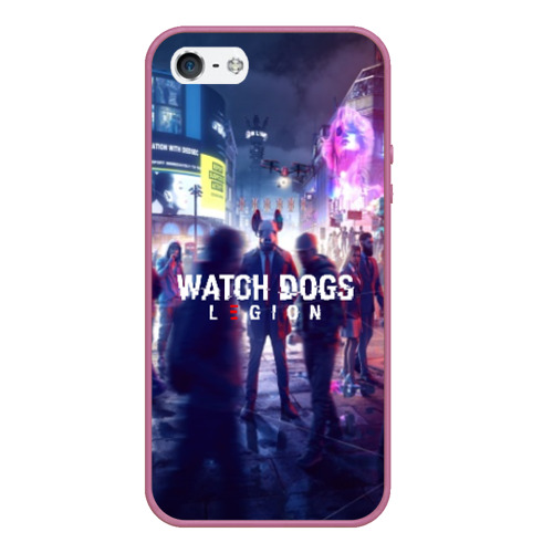 Чехол для iPhone 5/5S матовый Watch dogs legion легион, цвет розовый