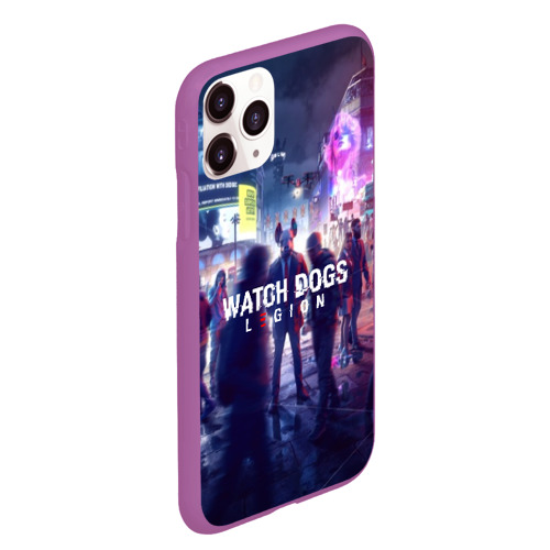 Чехол для iPhone 11 Pro Max матовый Watch dogs legion легион, цвет фиолетовый - фото 3