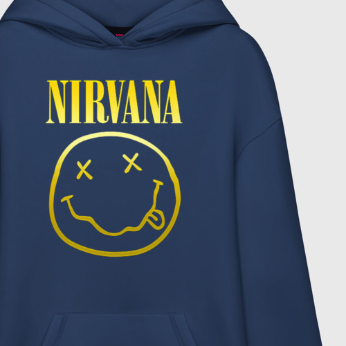 Худи SuperOversize хлопок Nirvana на спине, цвет темно-синий - фото 3