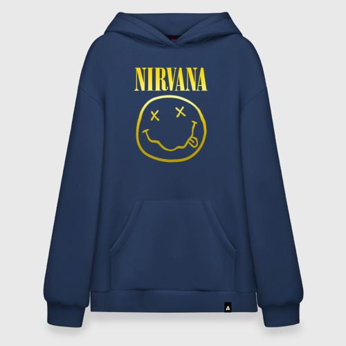 Худи SuperOversize хлопок Nirvana на спине, цвет темно-синий