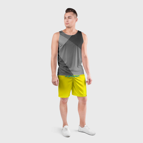 Мужские шорты спортивные Cyberpunk 2077, цвет 3D печать - фото 4