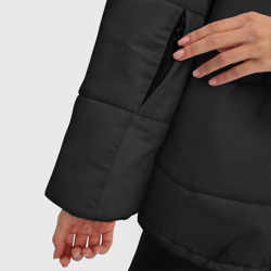 Куртка с принтом Cyberpunk 2077 для женщины, вид на модели спереди №4. Цвет основы: черный