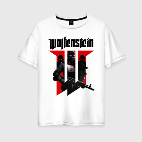 Женская футболка оверсайз из хлопка с принтом Wolfenstein, вид спереди №1