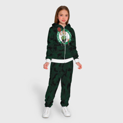 Костюм с принтом Boston Celtics для ребенка, вид на модели спереди №3. Цвет основы: белый
