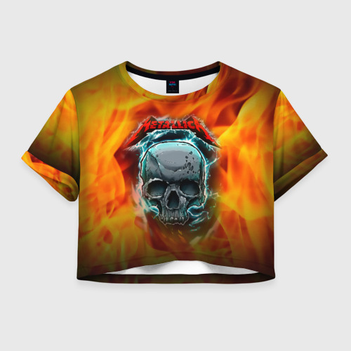 Женская футболка Crop-top 3D Metallica Фото 01 Женская футболка Crop-top 3D Metallica Фото 01
