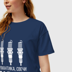 Женская футболка хлопок Oversize Романтика, свечи, гараж - фото 2