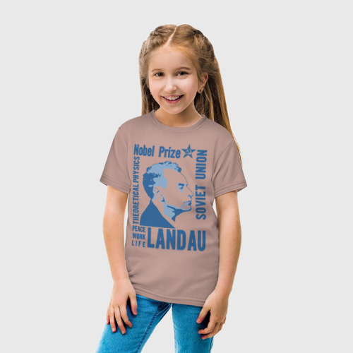 Детская футболка хлопок с принтом Лев Ландау, вид сбоку #3