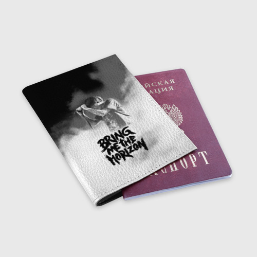Обложка для паспорта матовая кожа Bring Me the Horizon, цвет черный - фото 3