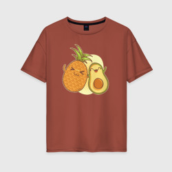 Женская футболка хлопок Oversize Ананас и Авокадо