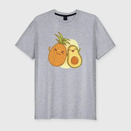 Мужская футболка хлопок Slim Ананас и Авокадо, цвет меланж