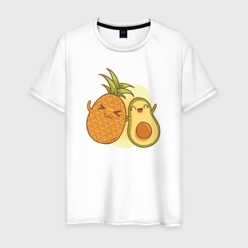 Мужская футболка из хлопка с принтом Ананас и Авокадо, вид спереди №1