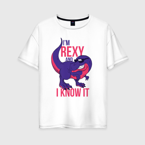 Женская футболка хлопок Oversize I'm Rexy and I Know It, цвет белый