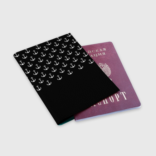 Обложка для паспорта матовая кожа Минималистичные Якоря, цвет бирюзовый - фото 3
